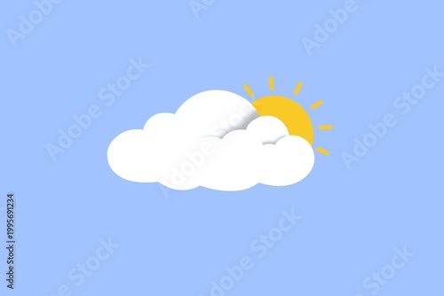 Partly cloudy weather forecast illustration on blue background