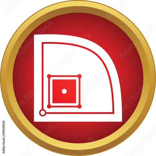 Baseball diamond layout inside a vibrant red and gold circular icon
