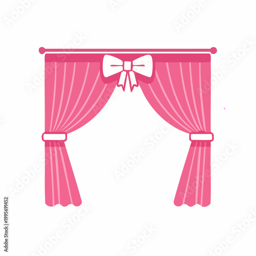 Pink Curtains with Bow Decoration