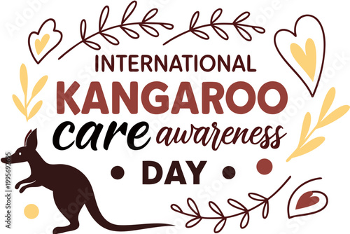 International Kangaroo Care Day Vector Illustration, Cute Kangaroo Animal Conservation Design