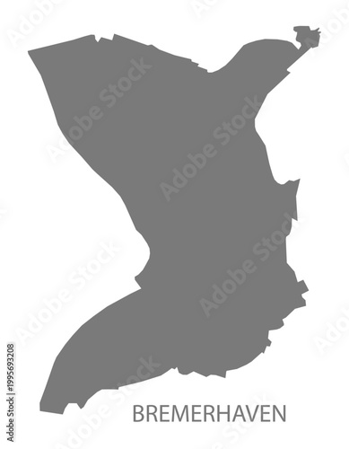 Bremerhaven city map with boroughs grey illustration silhouette shape
