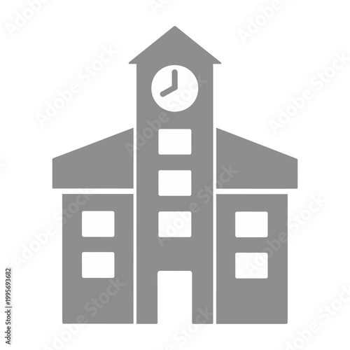 Vector of a modern school building with a clock tower