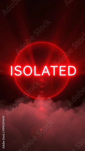 Glowing Neon Red Circle with the Word Isolated in the Center Surrounded by Ethereal Smoke and Lens Flares