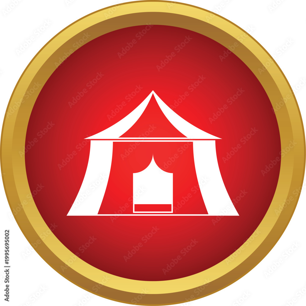 Obraz premium White circus tent icon inside a vibrant red and gold circle