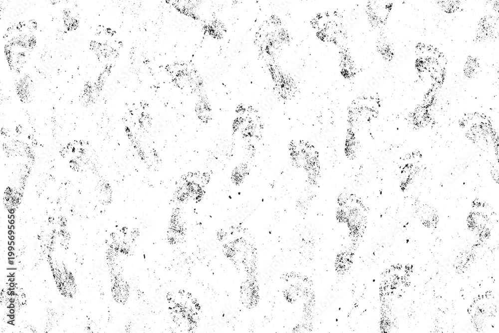 Obraz premium Grunge footprint pattern background with dirty texture abstract monochrome design