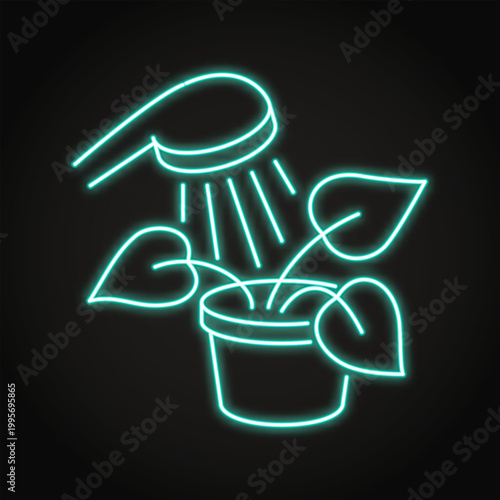 Warm shower for plant neon icon