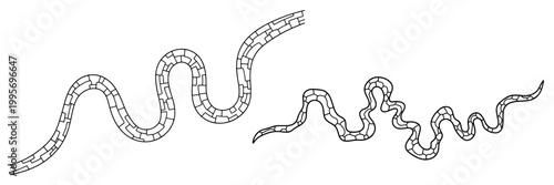 Continuous one line drawing of winding stone paths or brick walkways for landscape design