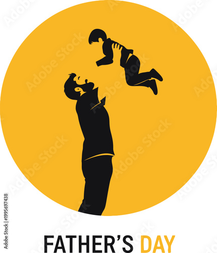 Father's day silhouette a joyful father playfully tosses his child in the air isolated on transparent background