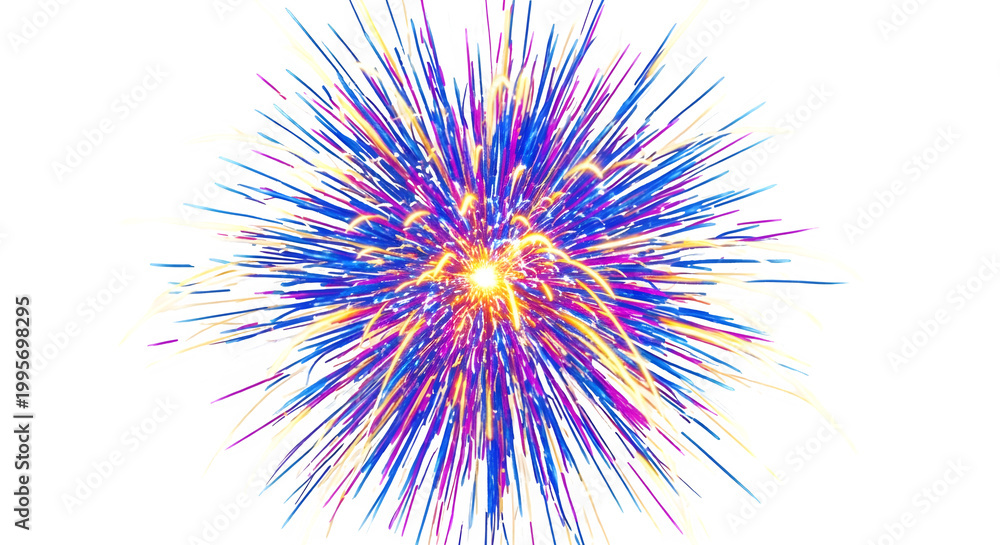 Obraz premium Vibrant colorful explosion on transparent background with dynamic lines radiating outward freely