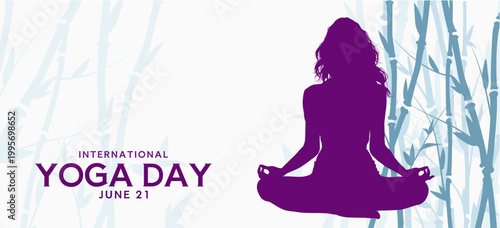 International yoga day - banner, poster, card - vector illustration