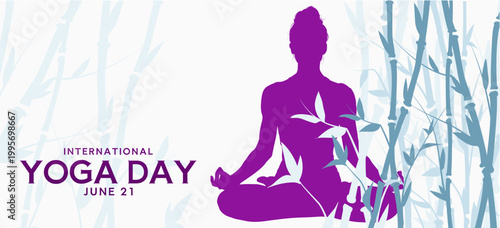 International yoga day - banner, poster, card - vector illustration