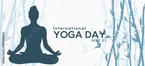 International yoga day - banner, poster, card - vector illustration
