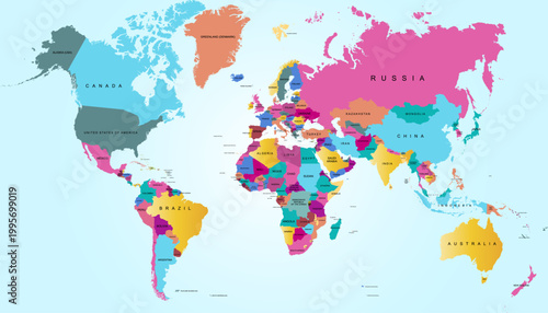 World map. Color modern vector map. Silhouette map