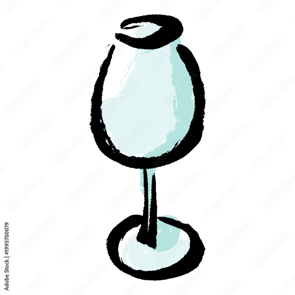 Obraz premium 筆タッチの手描きのワイングラスのイラスト