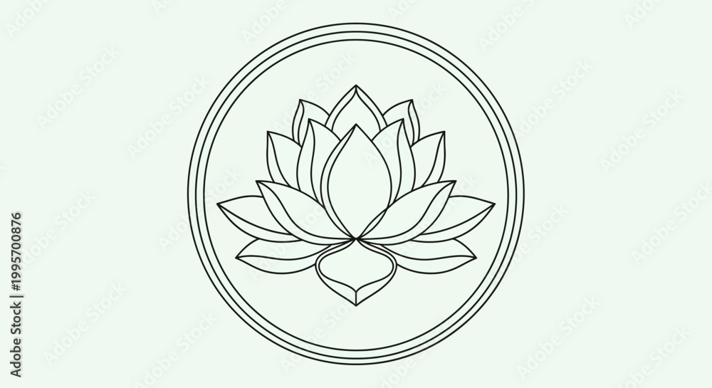 Fototapeta premium Outline Lotus Flower Emblem