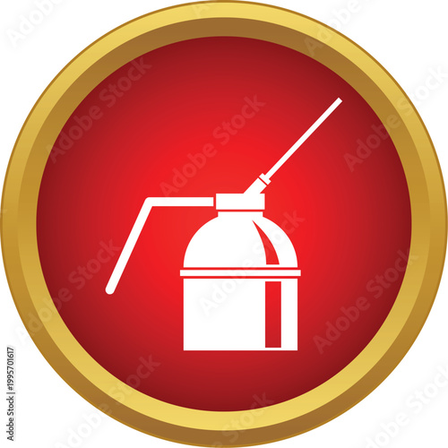 Oil can vector icon showing a tool for lubricating and servicing machinery