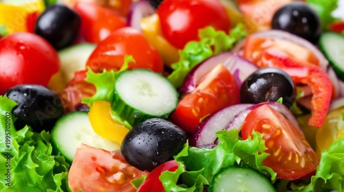 Fresh Mixed Salad With Tomatoes Cucumbers Lettuce
