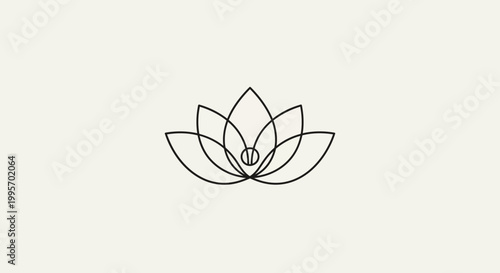 Minimalist Lotus Flower Line Art Icon, Zen Meditation Symbol, Yoga and Wellness