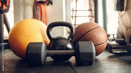 Weightlifting Equipment and Fitness Balls Together