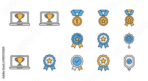 Collection of award icons and medals.