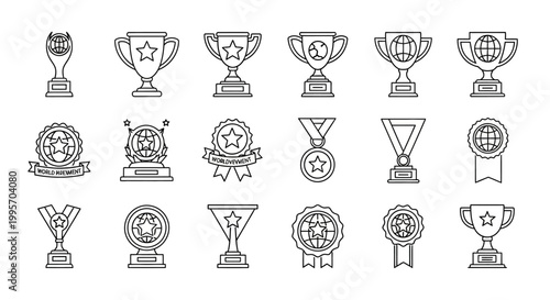 Collection of various trophy icons and awards.