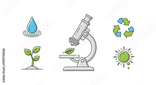 Environmental science and ecology icons set.