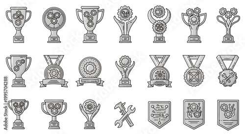 Collection of various trophy and medal icons.