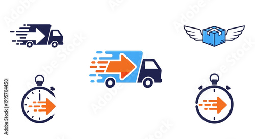 Logistics and delivery icons set.