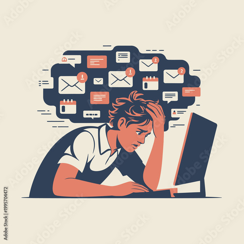 Konstfotografi stress work karyawan kantor pusing banyak kerjaan