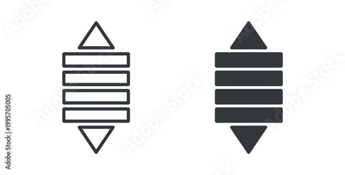 Vertical navigation menu icons with arrows in solid and outline styles for mobile apps