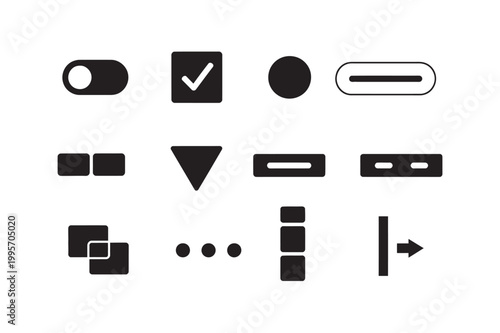 Professional set of web interface control icons for modern application design and layout