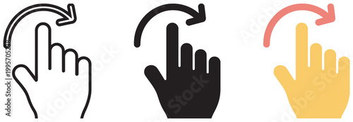 Collection of swipe right hand gesture icons for mobile device screen navigation design