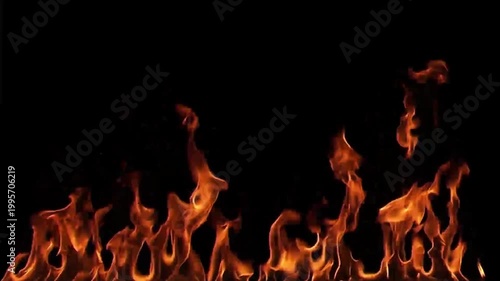 Intense Real Fire Explosion Effect – Black Background Special FX for Film, Game, and Video Editing Projects