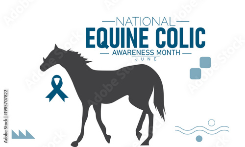 National equine colic awareness month horse health veterinary concept