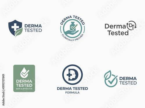 Derma Tested Emblem Collection: Luxury Branding Icons for Organic Skincare and Cosmetic Packaging Design
