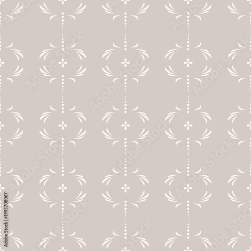 Stripes whimsy swirls seamless pattern. Vertical dusty beige striped wallpaper