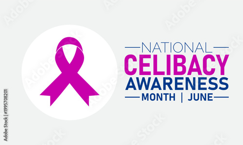 National celibacy awareness month june graphic with ribbon symbol, celibacy