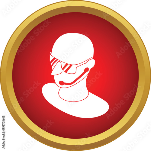 Security professional wearing glasses and communication headset, providing protection and control