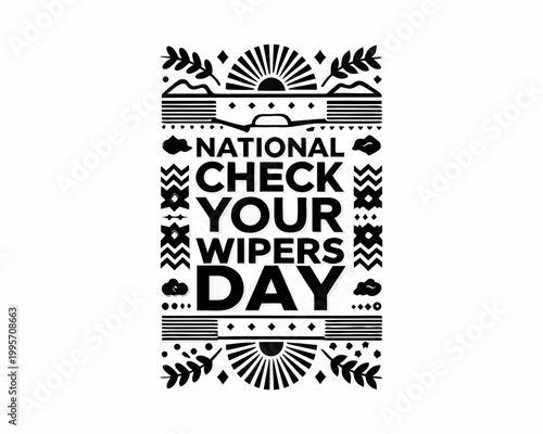 National Check Your Wipers Day Vector Illustration Isolated on White Background, Auto Care Theme