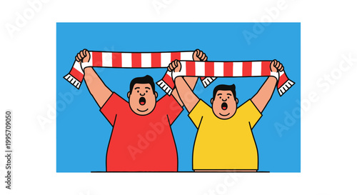 Enthusiastic Supporters Cheerfully Waving Scarves in Celebration of Victory.