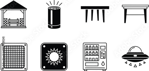 Modern Furniture Gadgets and Technology Icon Set