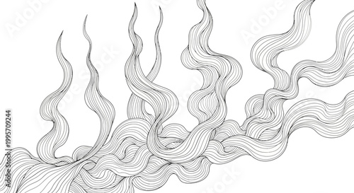 Abstract Ink Swirls and Smoke Forms on White Background