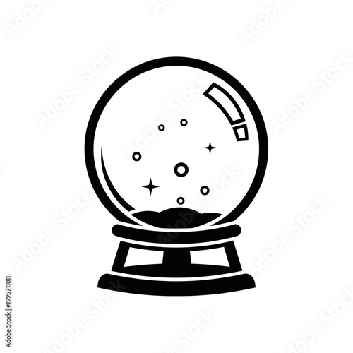 Mystical crystal ball icon on stand, predicting future, fortune telling concept