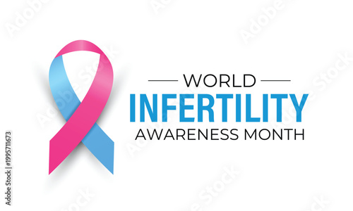 World Infertility Awareness Month Pink and blue awareness ribbons highlighting reproductive health and global infertility awareness month concept.