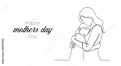 Happy mother's day a sketch of mother and baby affection
