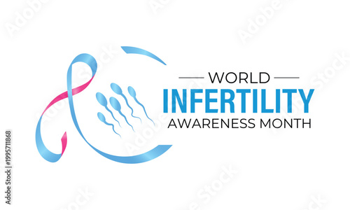 World Infertility Awareness Month featuring ribbon symbols and reproductive health concepts. pink-blue ribbon design with baby footprints, perfect for fertility awareness campaigns and healthcare .