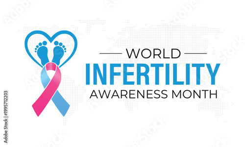 World Infertility Awareness Month featuring ribbon symbols and reproductive health concepts. pink-blue ribbon design with baby footprints, perfect for fertility awareness campaigns and healthcare .