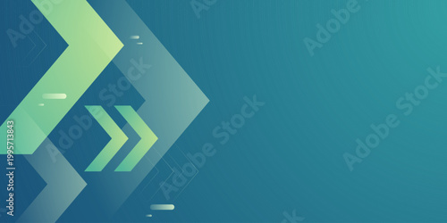 Abstract blue background with green arrow shapes pattern motion design. Simple and trendy banner style. 