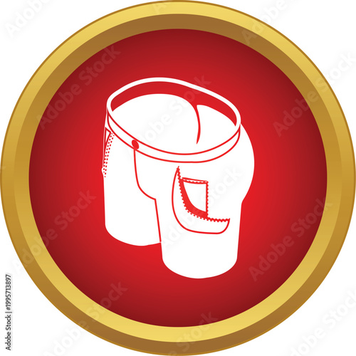 Casual denim shorts with visible back pockets, an apparel pictogram