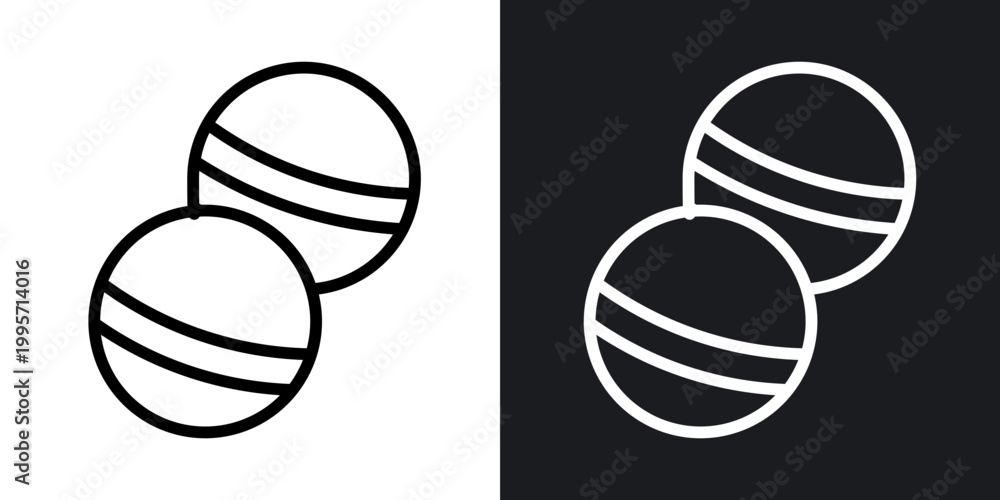 Fototapeta premium Bath salts bomb outlined icon vector collection.